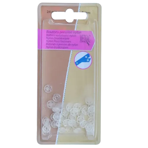 Drukknopen aannaaibaar transparant nylon - 24 stuks - 7 mm Ø